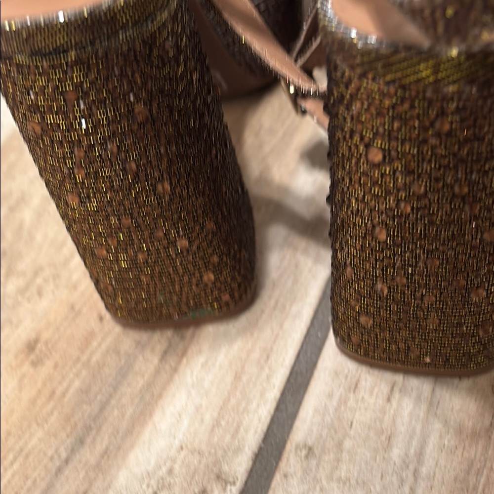 Jessica Simpson Brown Platform Heels with Metallic Sheen - Picture 8 of 9